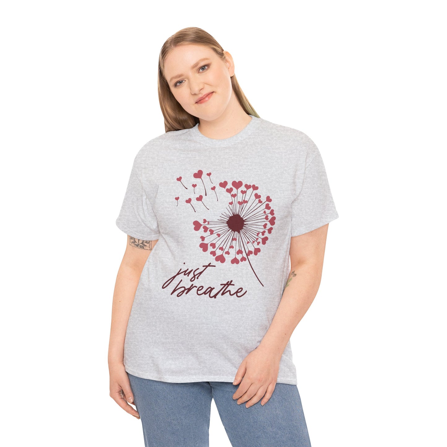 Just Breathe Tshirt, Motivational tee, Heart Graphic,Valentines Shirts For Woman