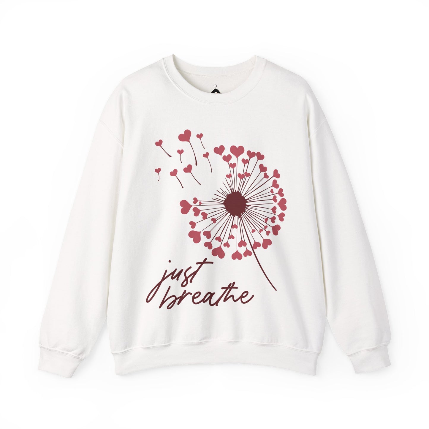 Just Breathe Sweatshirt, Motivational Love shirt, Heart Dandelion Crewneck shirt