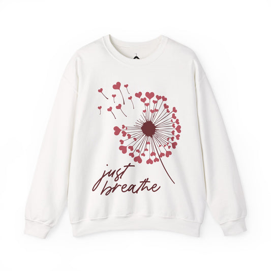 Just Breathe Sweatshirt, Motivational Love shirt, Heart Dandelion Crewneck shirt