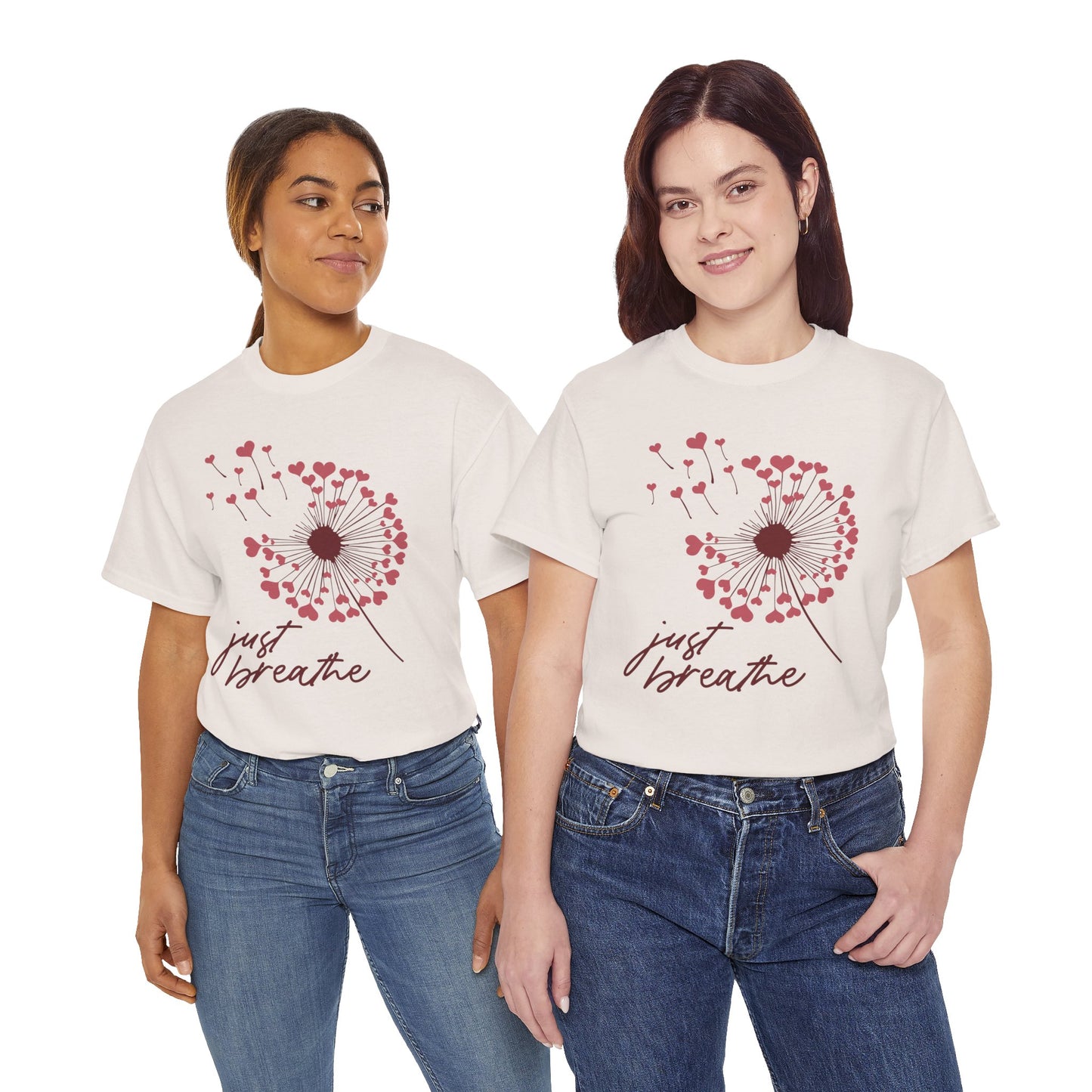 Just Breathe Tshirt, Motivational tee, Heart Graphic,Valentines Shirts For Woman