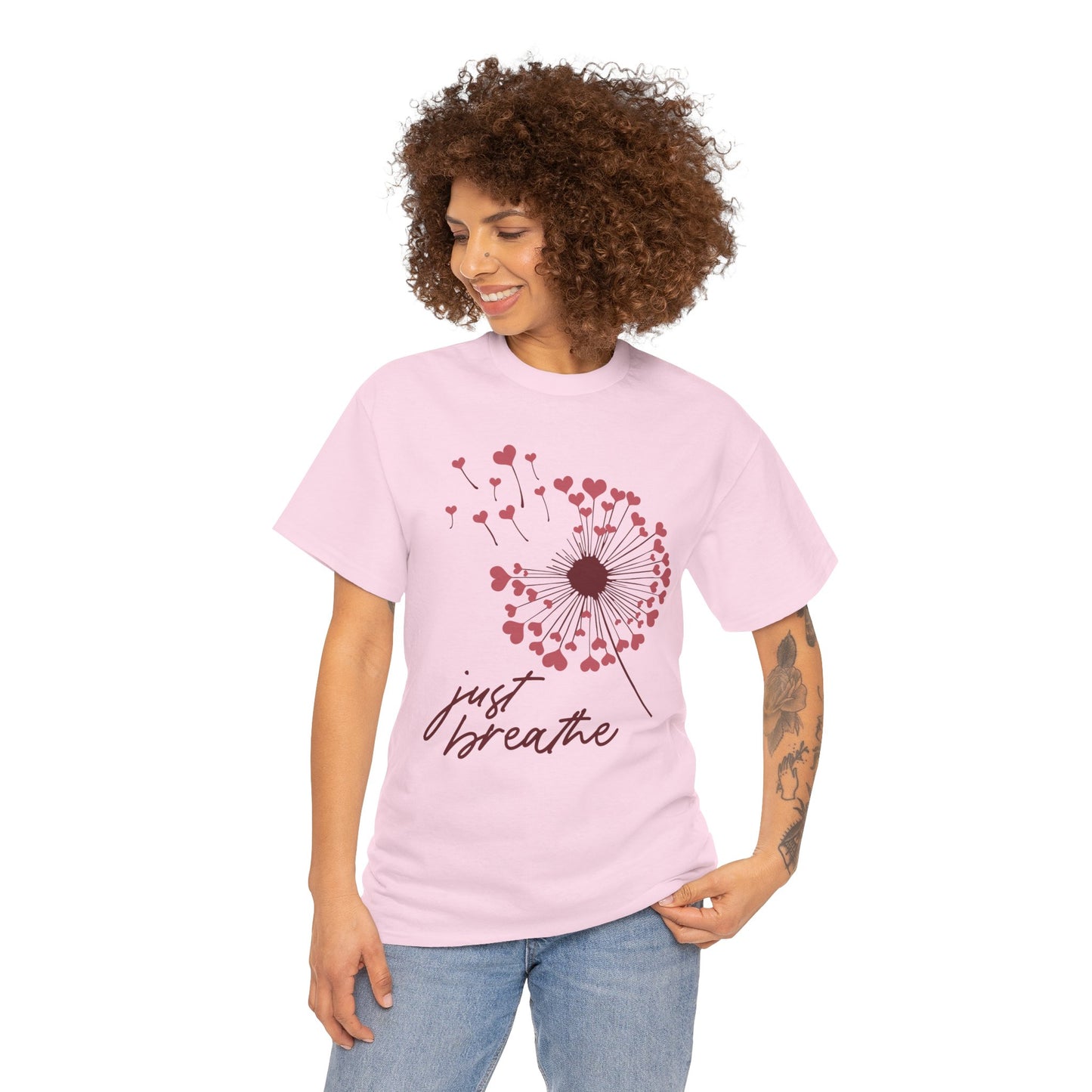 Just Breathe Tshirt, Motivational tee, Heart Graphic,Valentines Shirts For Woman