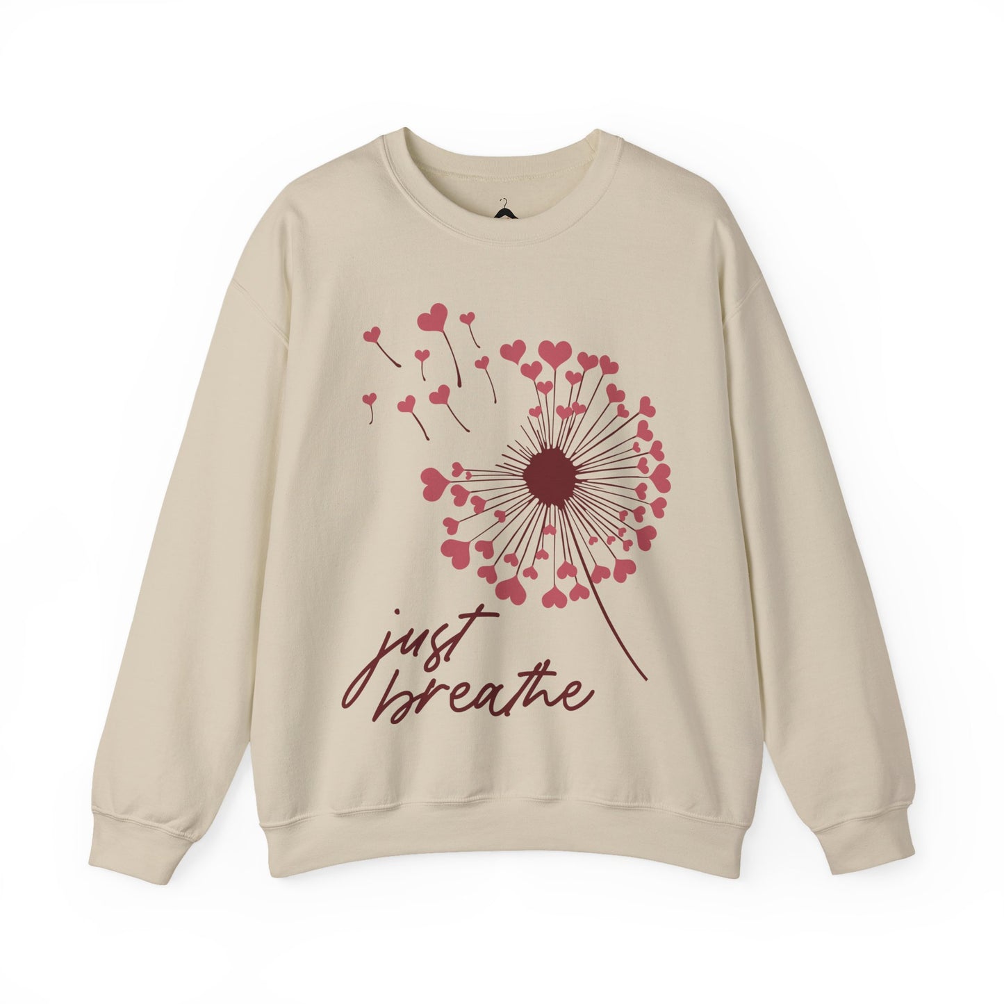 Just Breathe Sweatshirt, Motivational Love shirt, Heart Dandelion Crewneck shirt