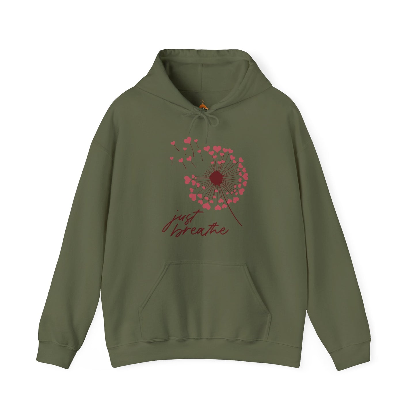 Just Breathe Hoodie, Motivational Love shirt, Heart Dandelion Hooded Sweater