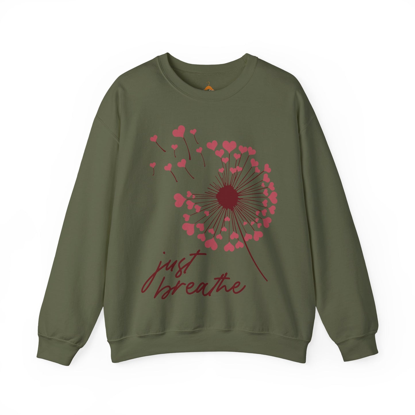 Just Breathe Sweatshirt, Motivational Love shirt, Heart Dandelion Crewneck shirt