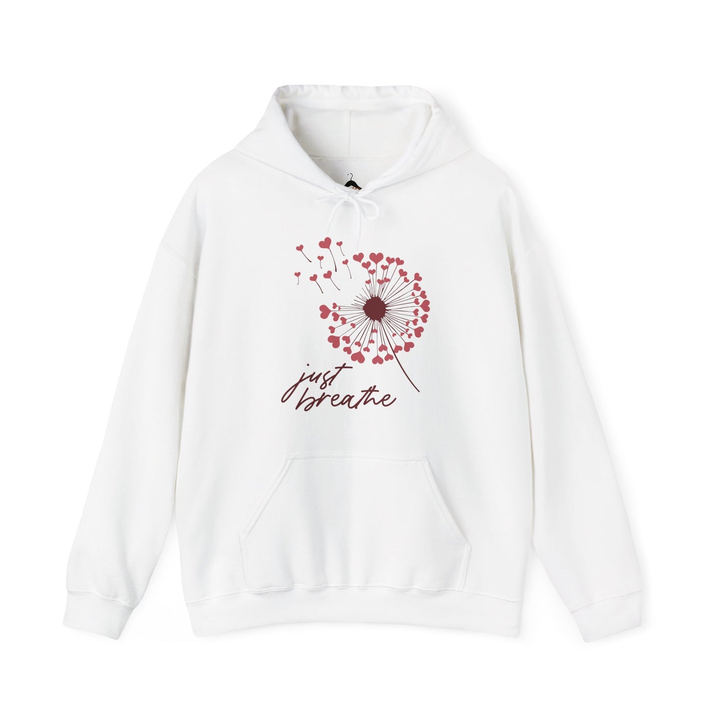 Just Breathe Hoodie, Motivational Love shirt, Heart Dandelion Hooded Sweater