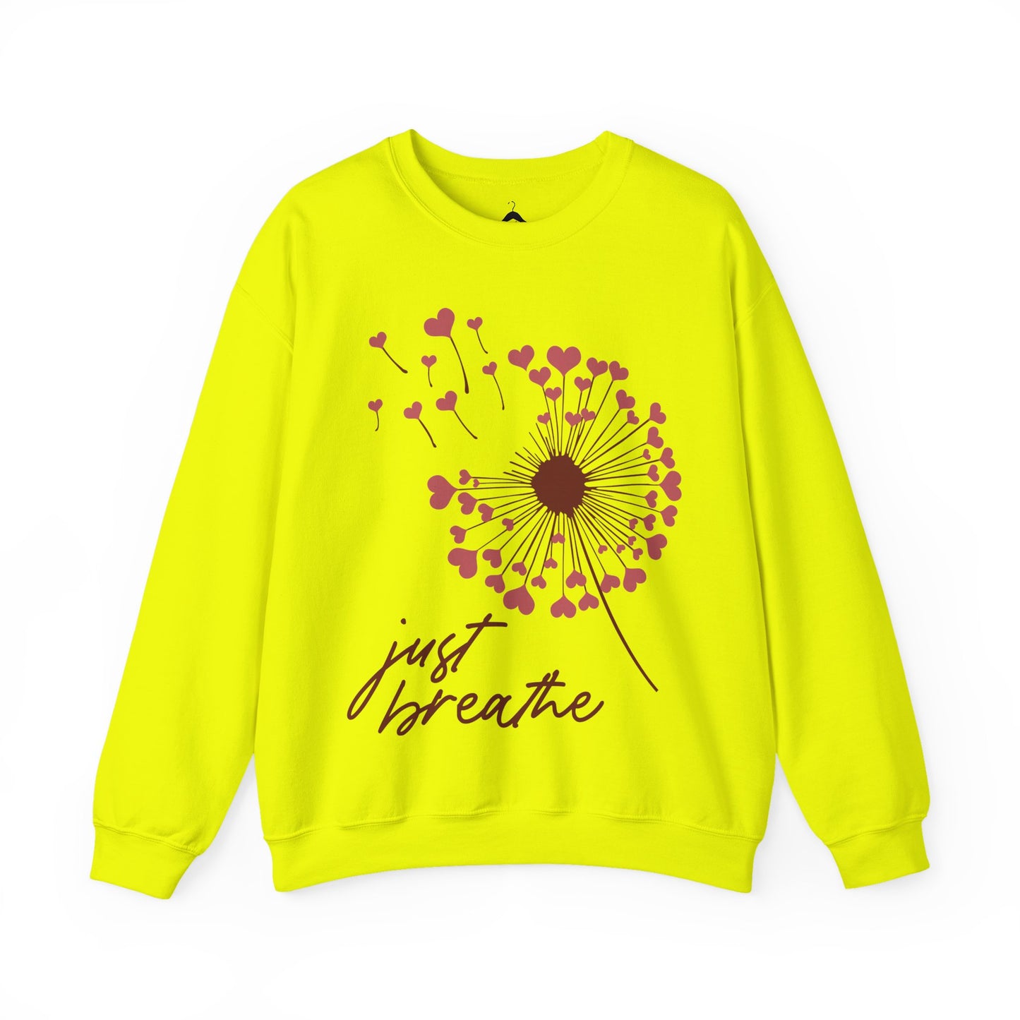 Just Breathe Sweatshirt, Motivational Love shirt, Heart Dandelion Crewneck shirt