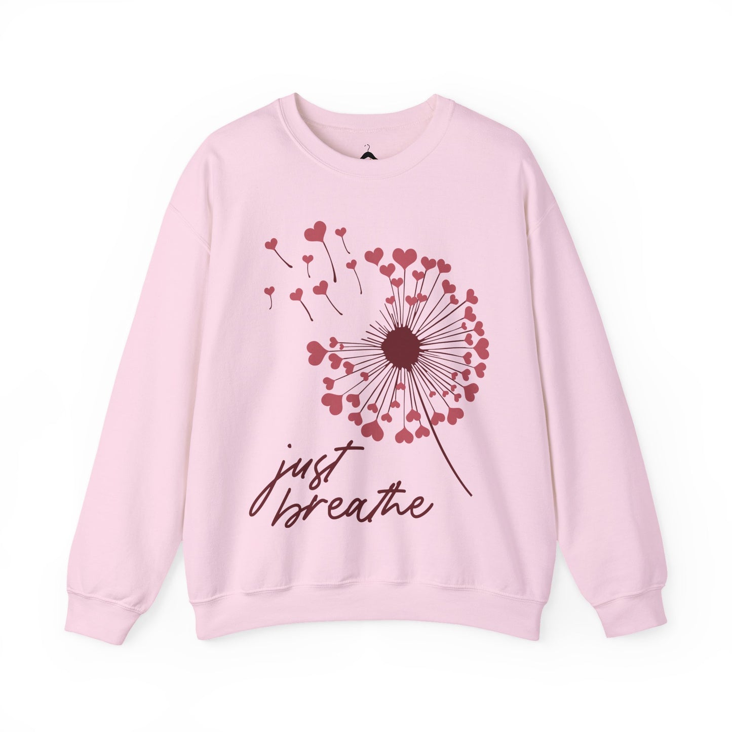 Just Breathe Sweatshirt, Motivational Love shirt, Heart Dandelion Crewneck shirt