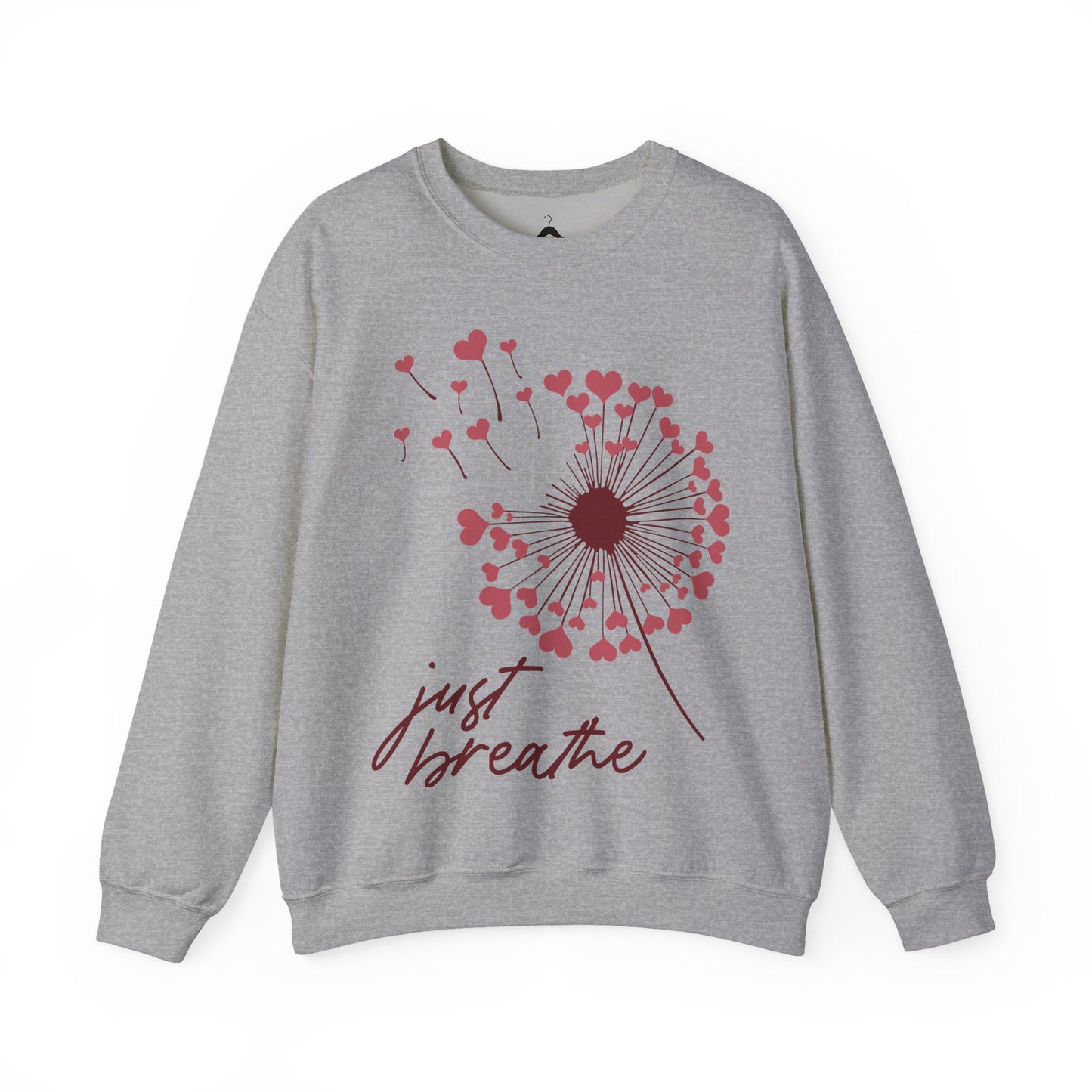 Just Breathe Sweatshirt, Motivational Love shirt, Heart Dandelion Crewneck shirt