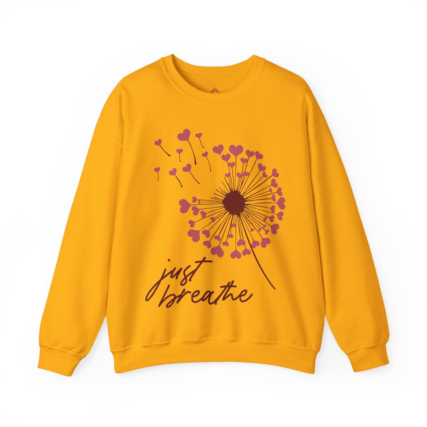 Just Breathe Sweatshirt, Motivational Love shirt, Heart Dandelion Crewneck shirt