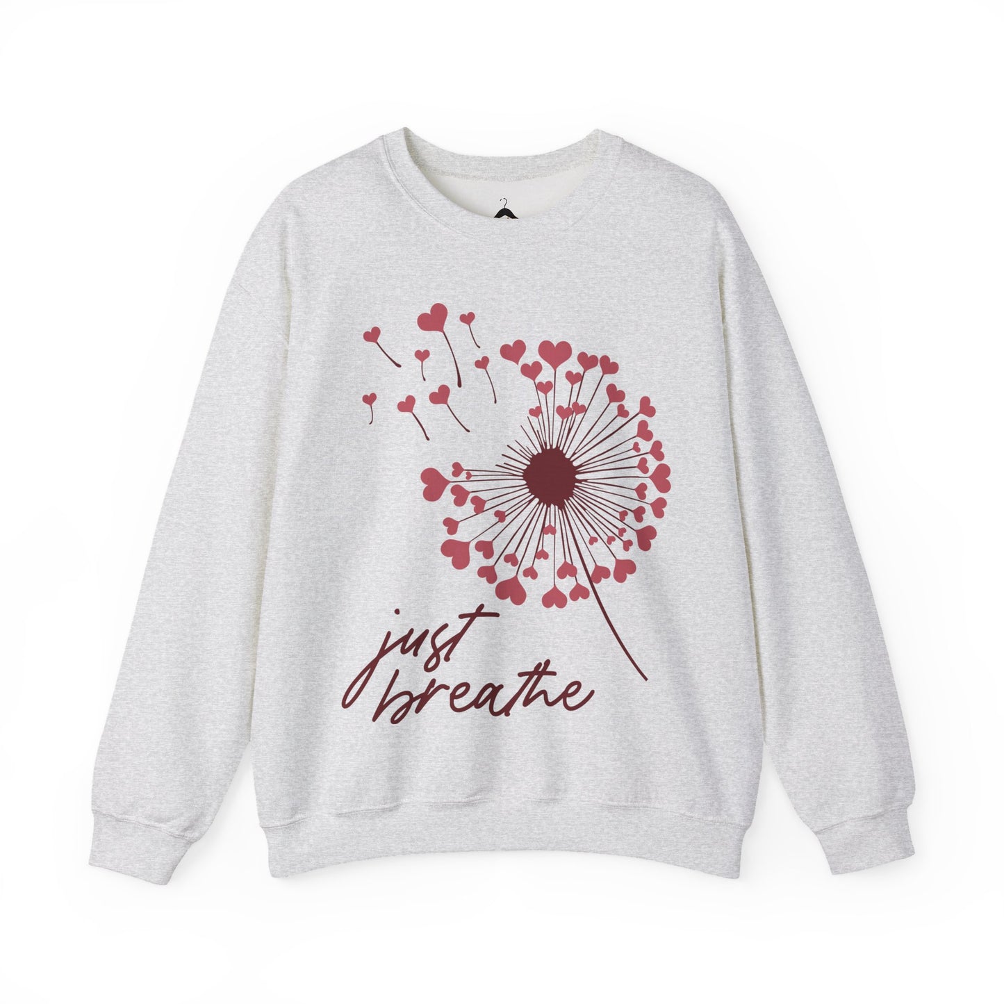Just Breathe Sweatshirt, Motivational Love shirt, Heart Dandelion Crewneck shirt