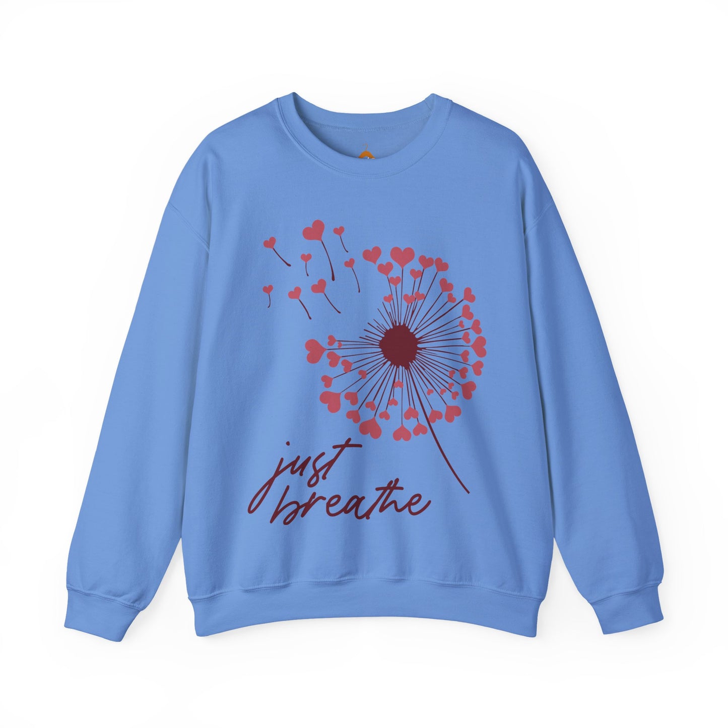 Just Breathe Sweatshirt, Motivational Love shirt, Heart Dandelion Crewneck shirt